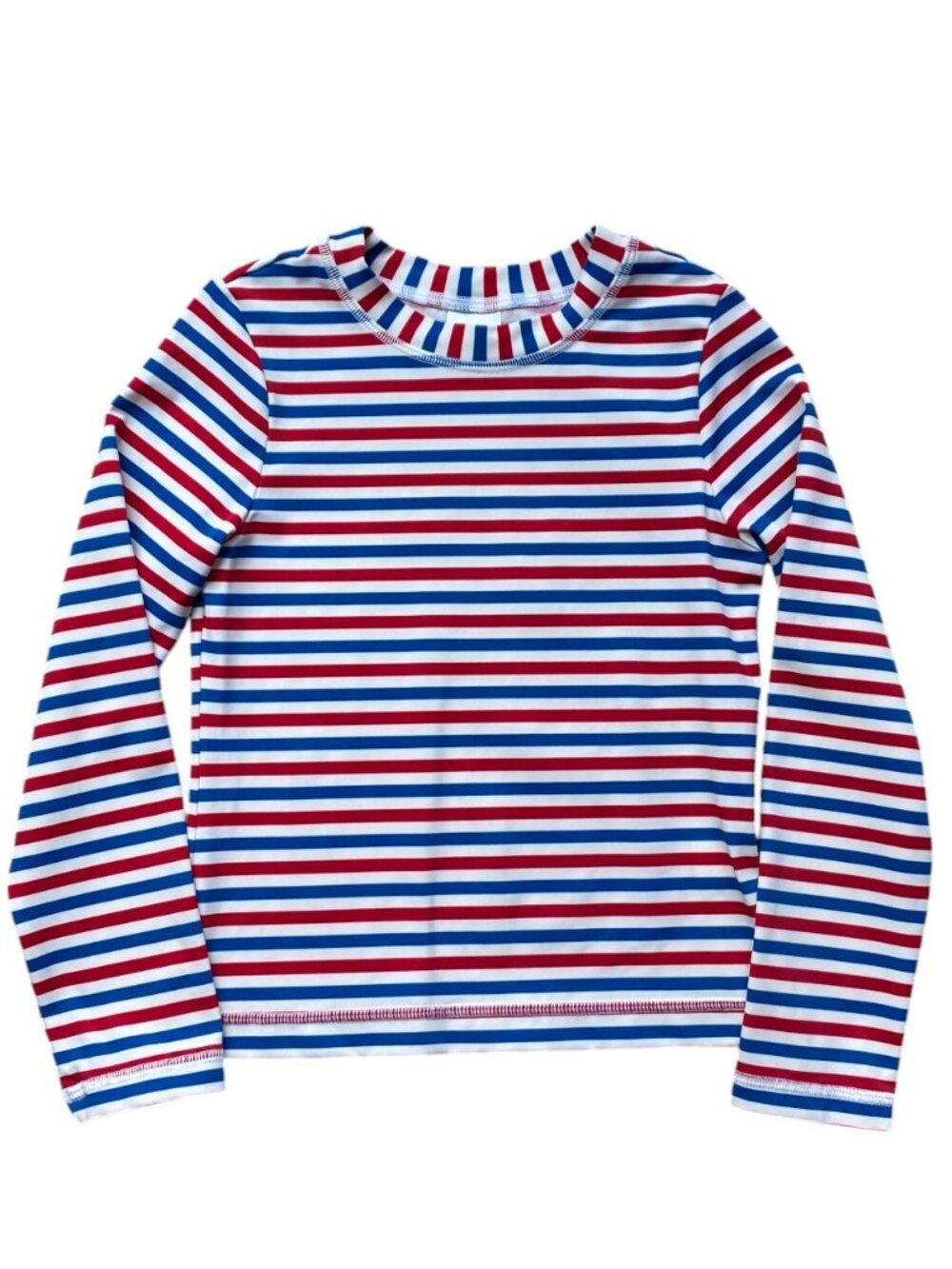 Hanna Andersson Red White Blue Striped Long Sleeve Rash Guard Pool Beach-6/7